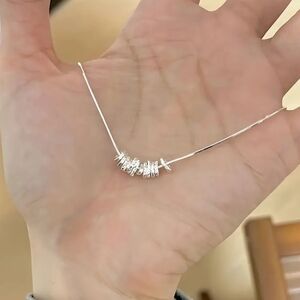 925 Silver Necklace with Shimmering Charms Dainty